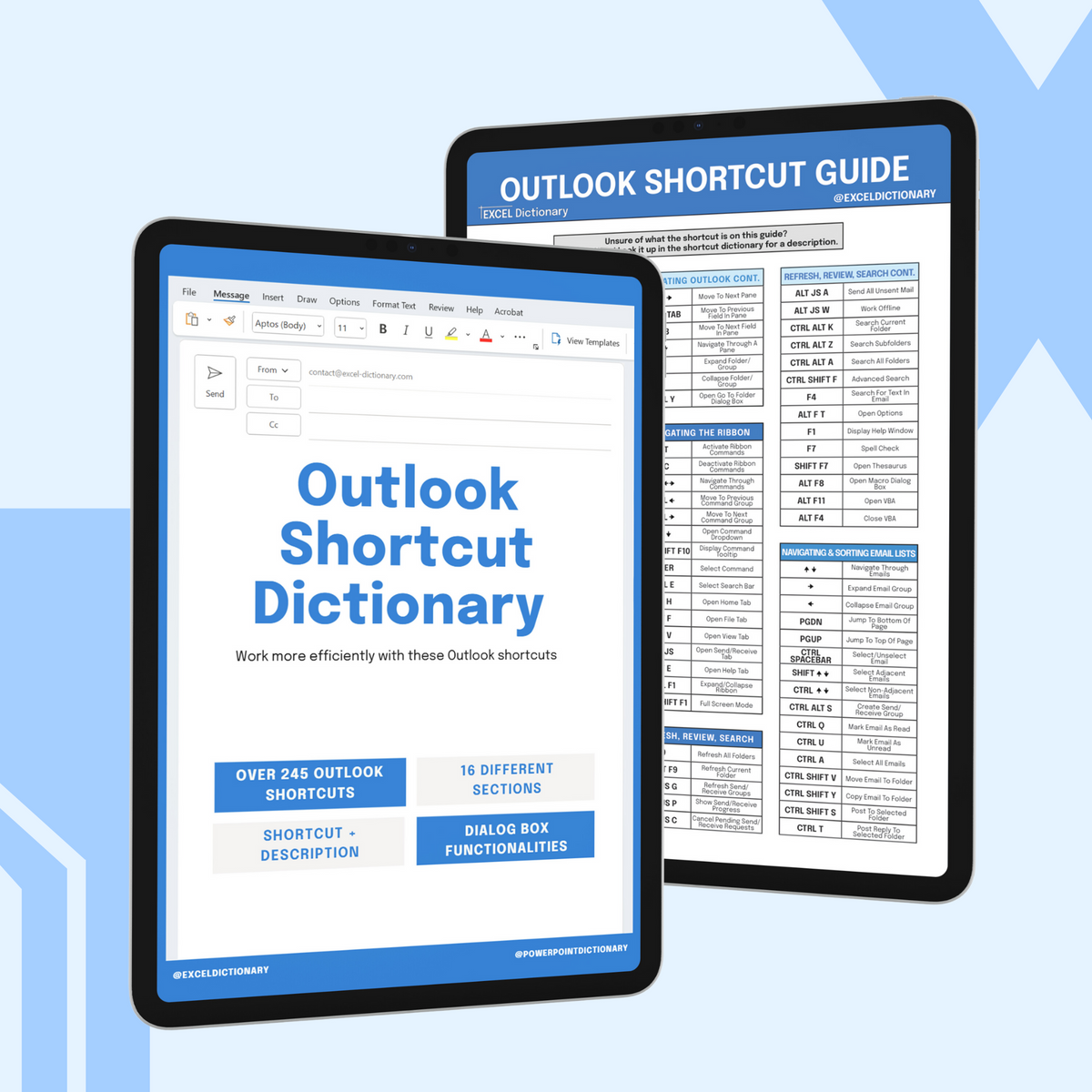 Outlook Shortcut Dictionary